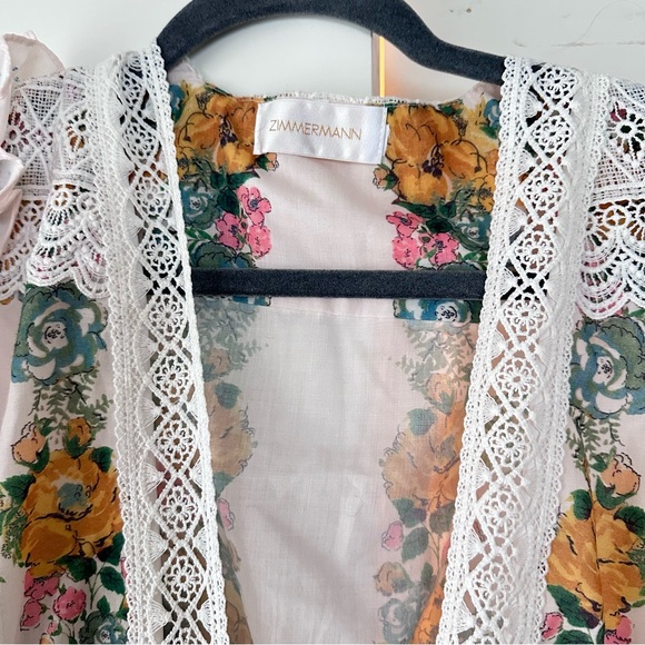 Zimmermann Dress Women Clover Patched Wrap Mini Floral Boho cottage core - Picture 9 of 13